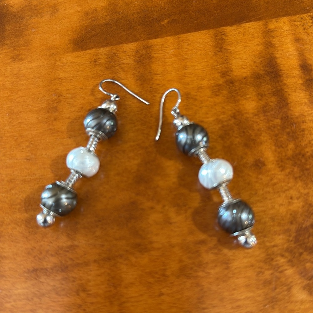 Galatea carved Tahitian pearl earrings